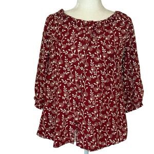 Red and White Floral Blouse by Tamsy. . Size Medium. Great Condition!!